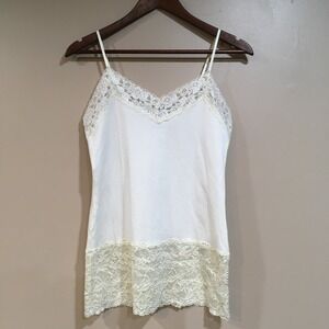 White House Black Market Lace Camisole Tank Top Womens M Ivory Cream WHBM Y2K